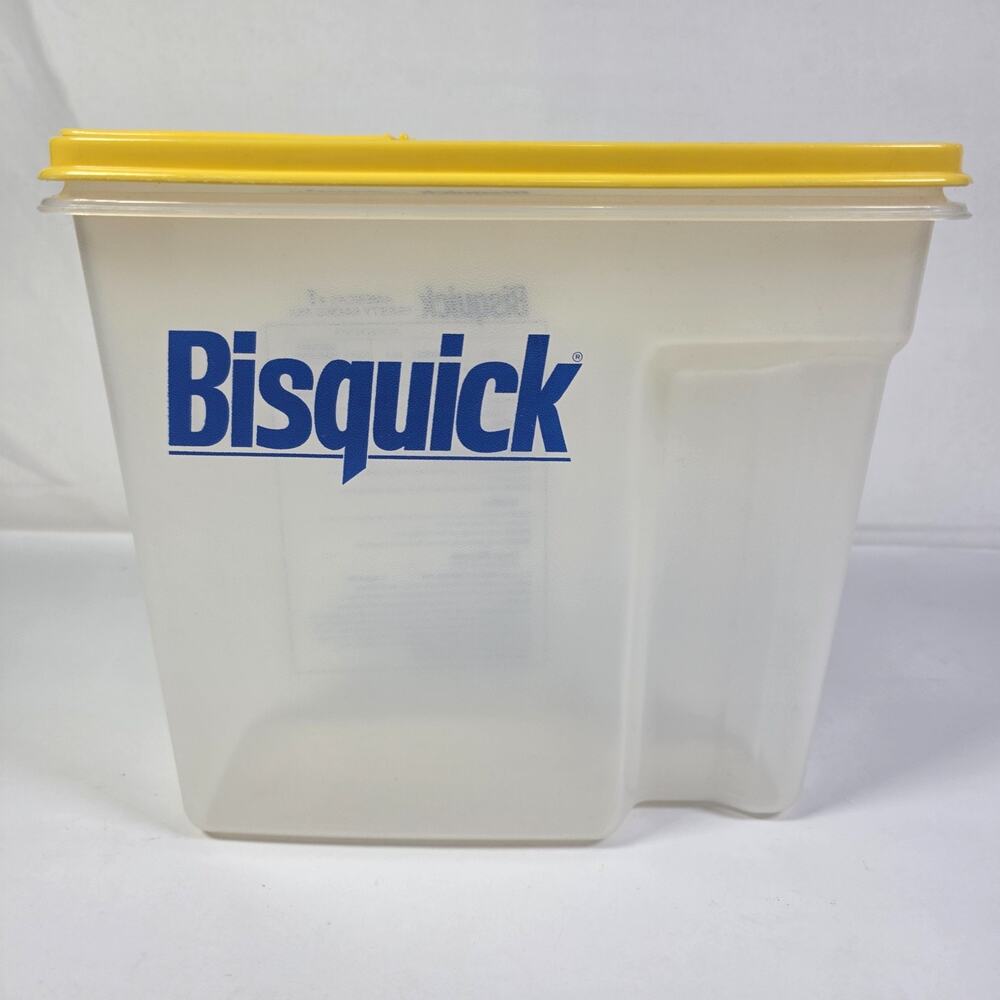 Vintage 1980s Rubbermaid Servin' Saver Bisquick Container with Yellow Lid